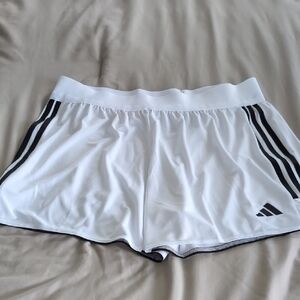 Adidas Women's White Athletic Shorts with Black Stripes
